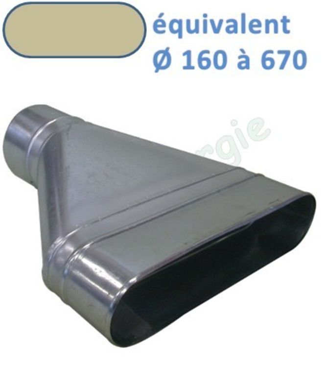 ROCTP - Réduction Tangentielle sur Plat Galva Oblong Cylindrique - Hauteur 215 mm - Largeur 675 mm Vers Ø 355 mm