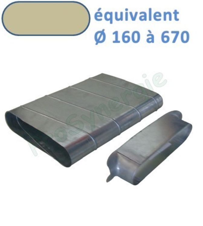 PDO - Piquage Droit (sur côté) Galva Oblong - Hauteur 425 mm - Hauteur 130 mm - Piquage sur oblong Hauteur 415 mm