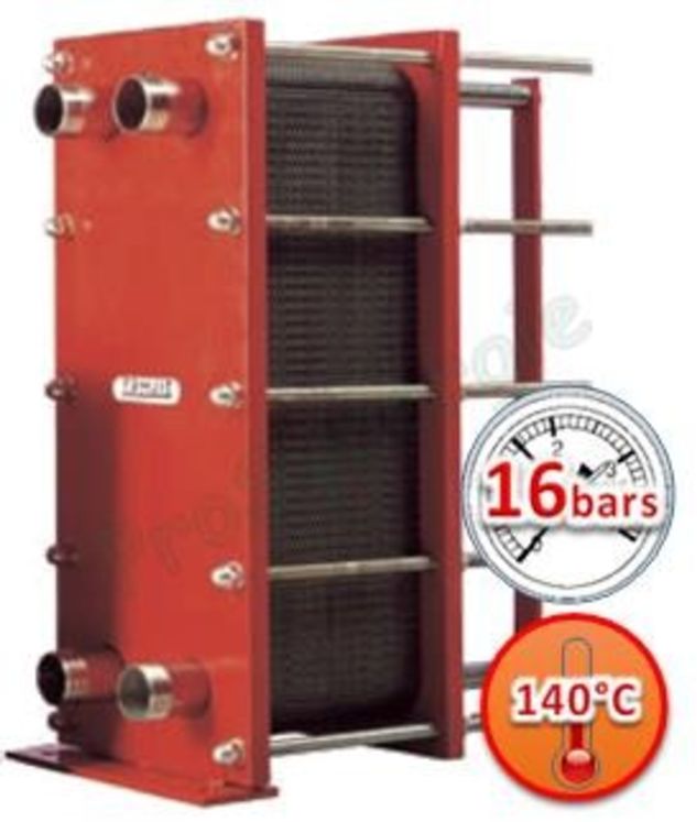 Echangeur Z3 16bars 12,35m² 95 plaques Inox démontables joint EPDM 140°C 39m3/h 4 x Inox G 2´´M (HxLxP) 780x340x373,5mm - 196Kg