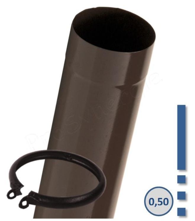 Tuyau de poêle acier émaillé brun coulissant (dans un autre tuyau) Ø 125 mm longueur 50 cm (de 6 à 36 cm utile) + bague de blocage