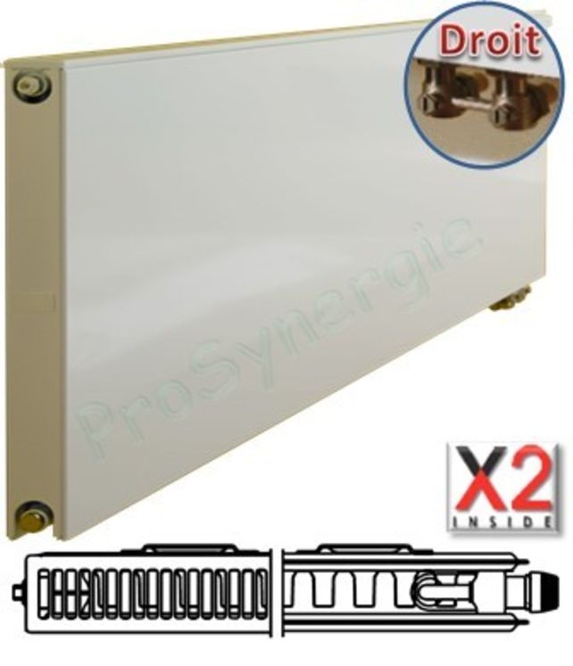 Radiateur Plan à Vanne intégrée Horizontal Type 12 - Raccordement Droit - Therm X2 - H x L = 305 x  505 mm Puissance  332 W