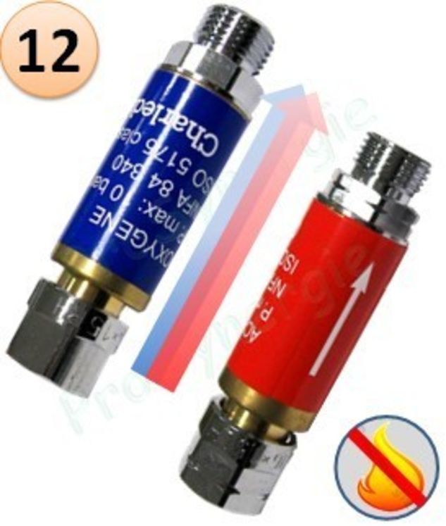 Raccord anti-retour pare flamme SafeGuard 3 - Oxygène ou gaz combustible - Entrée M16×1,5 Femelle - Sortie M16×1,5 Mâle