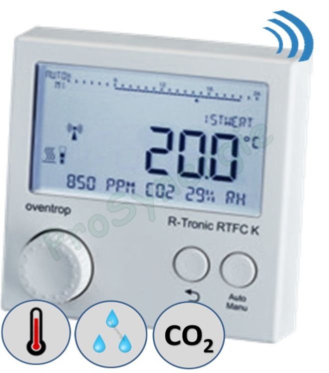 Indicateur et régulateur d'ambiance (T°+ HR + CO2) R-Tronic RT B - Pose en applique (à piles)