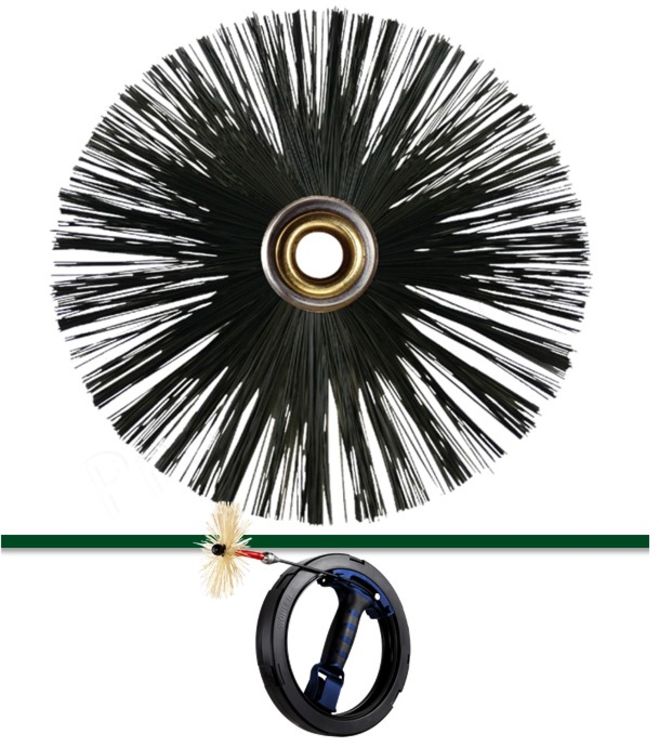 Hérisson plat Ø 80 à 125 mm (trou Ø 6 mm) avec fils en nylon (ramonage conduit de poêle et VMC)