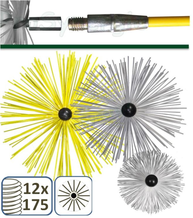 Hérisson à visser (12x175) Rond Polyamide - Ø 230 mm (Fil Ø 3 mm - Jaune pentalobé)