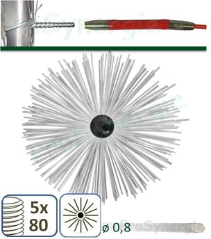 Kit de ramonage pour poêle à pellets hérisson + canne souple Practo fibre  de verre Ø8cm 3m