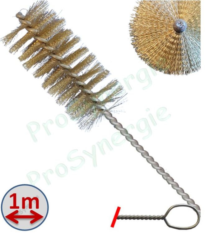 Brosse Ronde - Fil Acier laitonné 0,25 - Ø 30 mm - Lg garnissage 120 - Fil de tige 4 - Lg de tige 100 cm