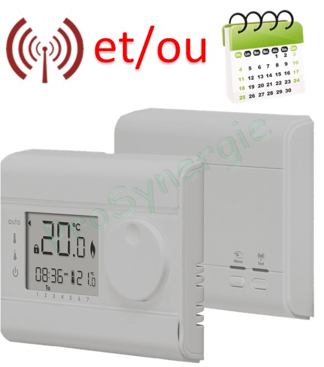 Thermostat dambiance numérique radio ou filaire 5 à 30C 2 piles