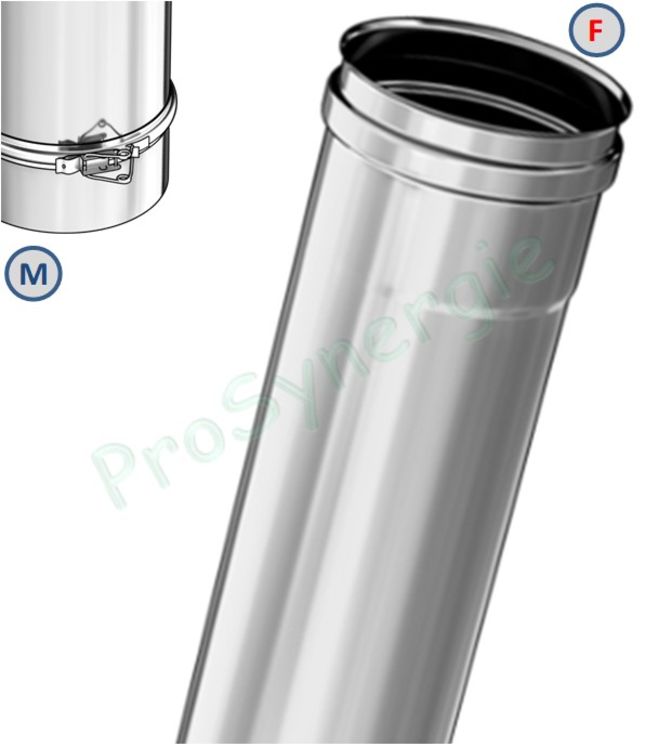 Tuyau longueur 0,5 mètre (440 mm utile) Rigidten Inox 316 (4/10ème) avec bride - Ø 180 mm