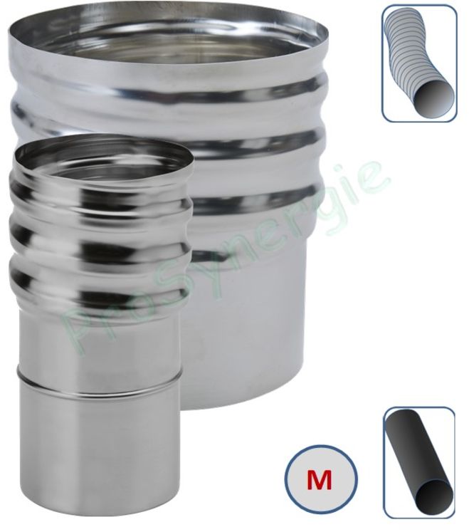 Adaptateur à visser INOX pour flexible Øint/ext 200/206mm - Ø 80mm Mâle