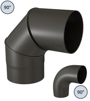 Coude 60° acier émaillé noir mat Ø 97 à 200 mm pour tuyau de poêle