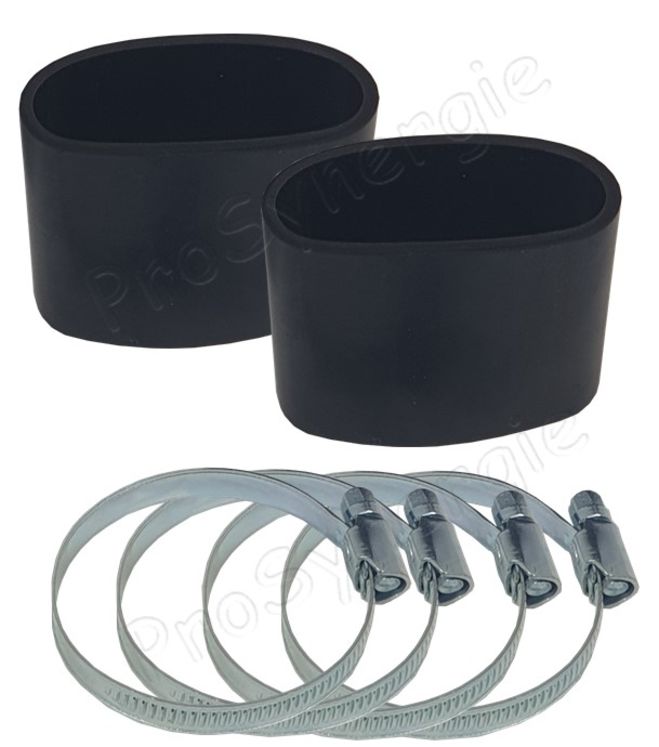 Kit 2 manchons souples + 4 coliers de serrage pour tuyau Øext. 50 mm daspiration d´un système de transfert pneumatique de granulés