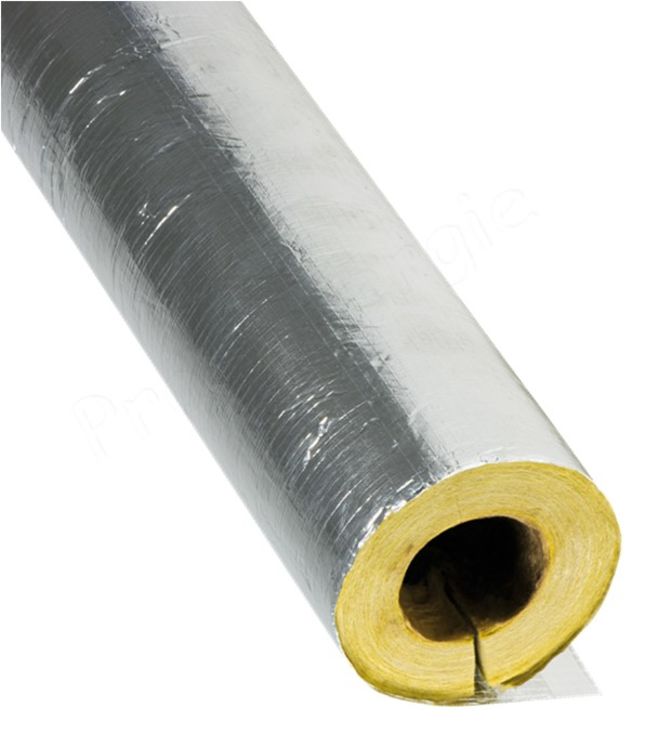 Coquille isolante concentrique laine de verre (60 à 90 Kg/m²) + protection aluminium Longueur 1,2m Epaisseur 100mm - pour tuyau Øint. 60mm (2,4m ou 2 pce/carton)