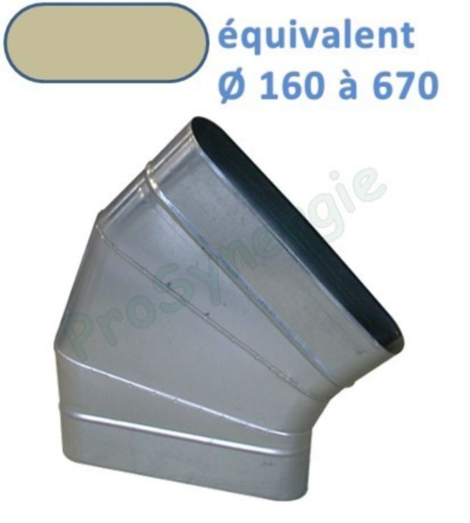 CHO 45 - Coude 45 ° Horizontal Galva Oblong - Hauteur 130 mm - Largeur 490 mm