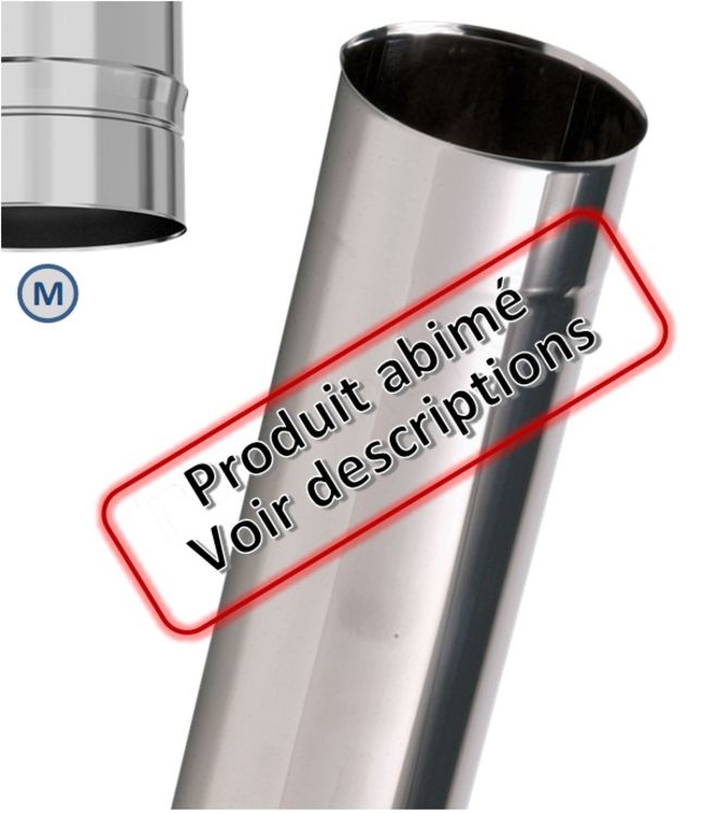 Tuyau fumisterie longueur 1 mètre (940 mm utile) Ten Inox 304 Pro (4/10ème) - Ø 150 mm - Destockage