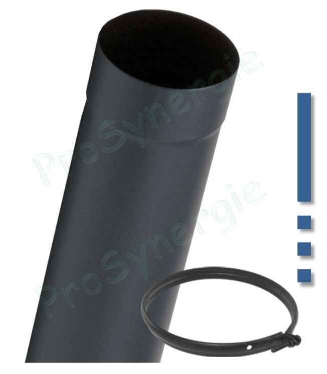 Tuyau de poêle coulissant (dans autre tuyau +bague blocage) acier 0,7mm émaillé noir mat Ø 153mm longueur 100cm (de 6 à 86cm utile)