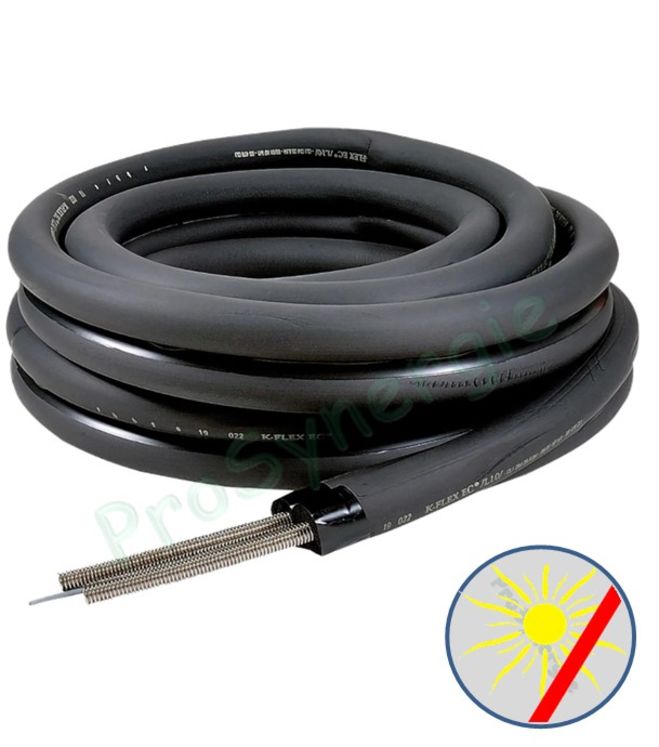 Liaison Bi-tube pré-isolé Ø16 en acier Inox 316L Longueur 10 m pour panneau solaire avec raccords 3/4" FF