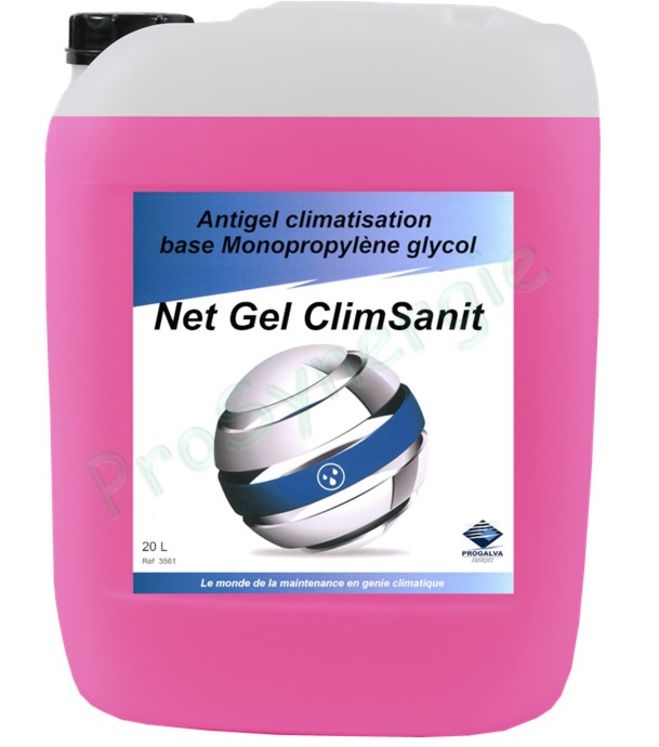 Net Gel Clim Sanit 20L - Antigel glycol climatisation, fluide caloporteur et inhibiteur de corrosion (avec ECS)