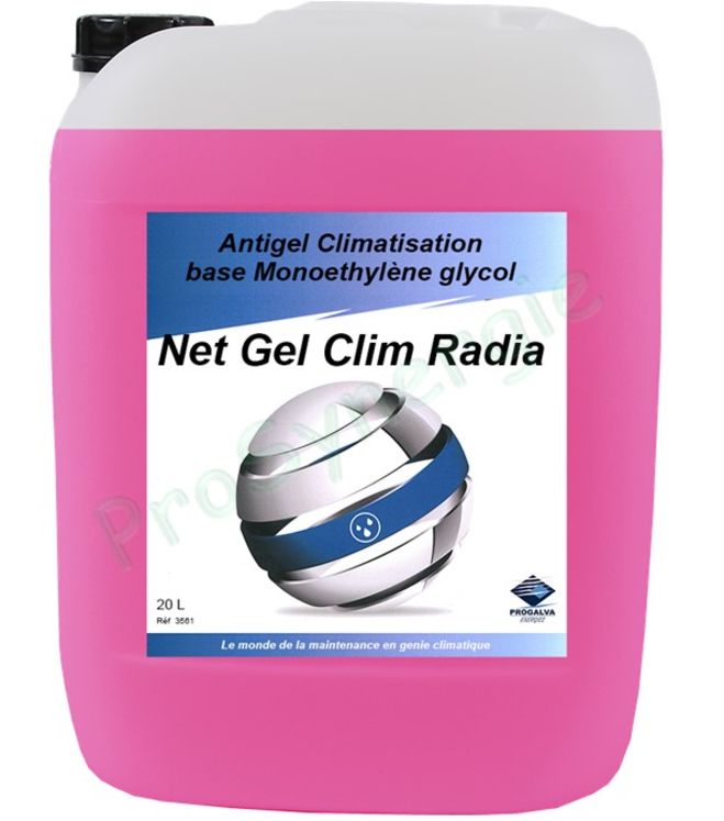 Net Gel Clim Radia 20L - Antigel glycol chauffage, fluide caloporteur et inhibiteur de corrosion (sans ECS)