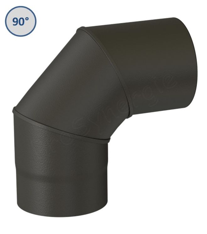 Coude 90° Acier émaillé noir mat, Ø 100 mm pour tuyau de poêle Rétreint, 2 coudes = dévoiement 32 cm, hauteur utile 32 cm