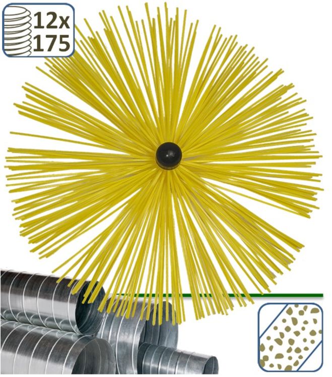 Brosse de dégraissage Fil rilsan 3 mm pour entretien réseau ventilation Ø  355 mm (12 x 175)