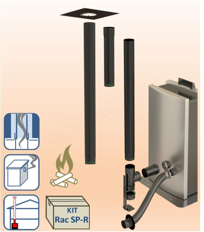 Kit raccordement arrière Pellet Ø100 Email Rétreint - Vers plafond