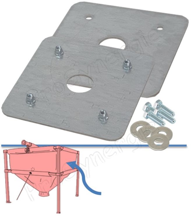 Plaque et contre plaque 150x150mm + visserie fixation pour Capteur de niveau capacitif M30x1.5 pour silo textile