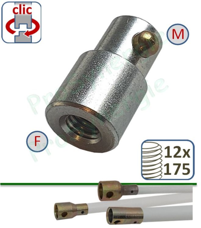 Adaptable Mâle Rotoflex / Femelle 12 x 175 (Canne Rotoflex / Canne à visser)