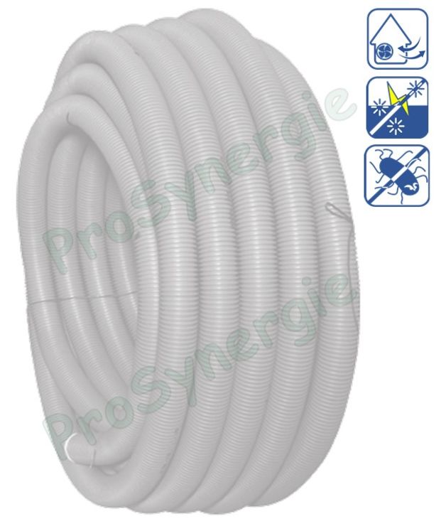 GeoFlexAir - Conduit ventilation anti-statique & bactérien 50 mètres Ø125mm (Øint. 105mm) CR4 (rigidité annulaire kN/m2) paroi int. lisse qualité alimentaire