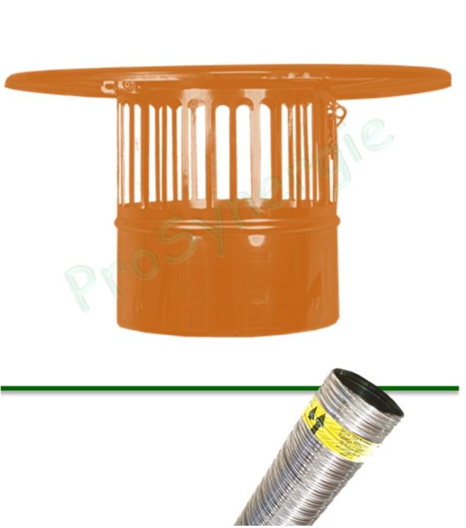 Chapeau plat anti-volatile Ecoten pour conduit de fumée flexible Ø  int.  125 mm, finition Laqué brun-orangé