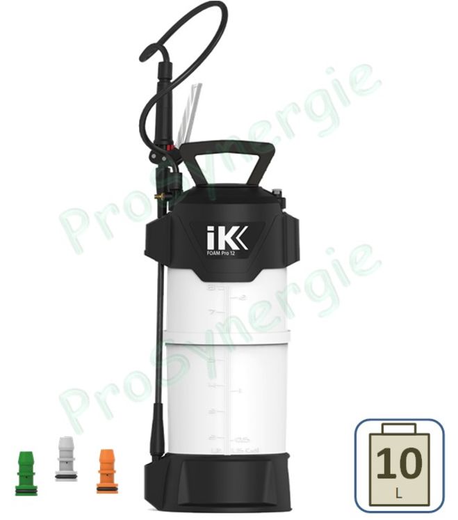 Pulvérisateur PP 10 L (6L utile) ´´Mousse´´ IK FOAM Pro 12 avec 3 mousseurs et connecteur air comprimé