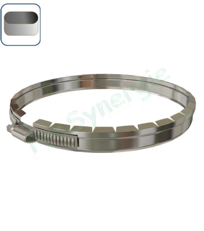 Collier de Sécurité Ovale entre conduit (étroit) Inox 316 (6/10ème) - équivalent Ø 125 au 230 mm