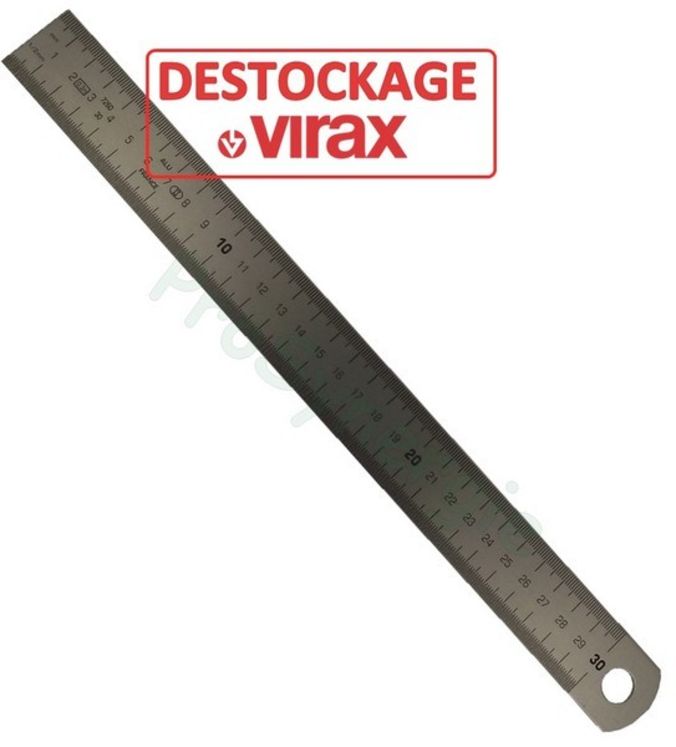 Déstockage - Réglet métalique souple long x larg x ép 300x30x1,2 mm gradué sur 2 faces